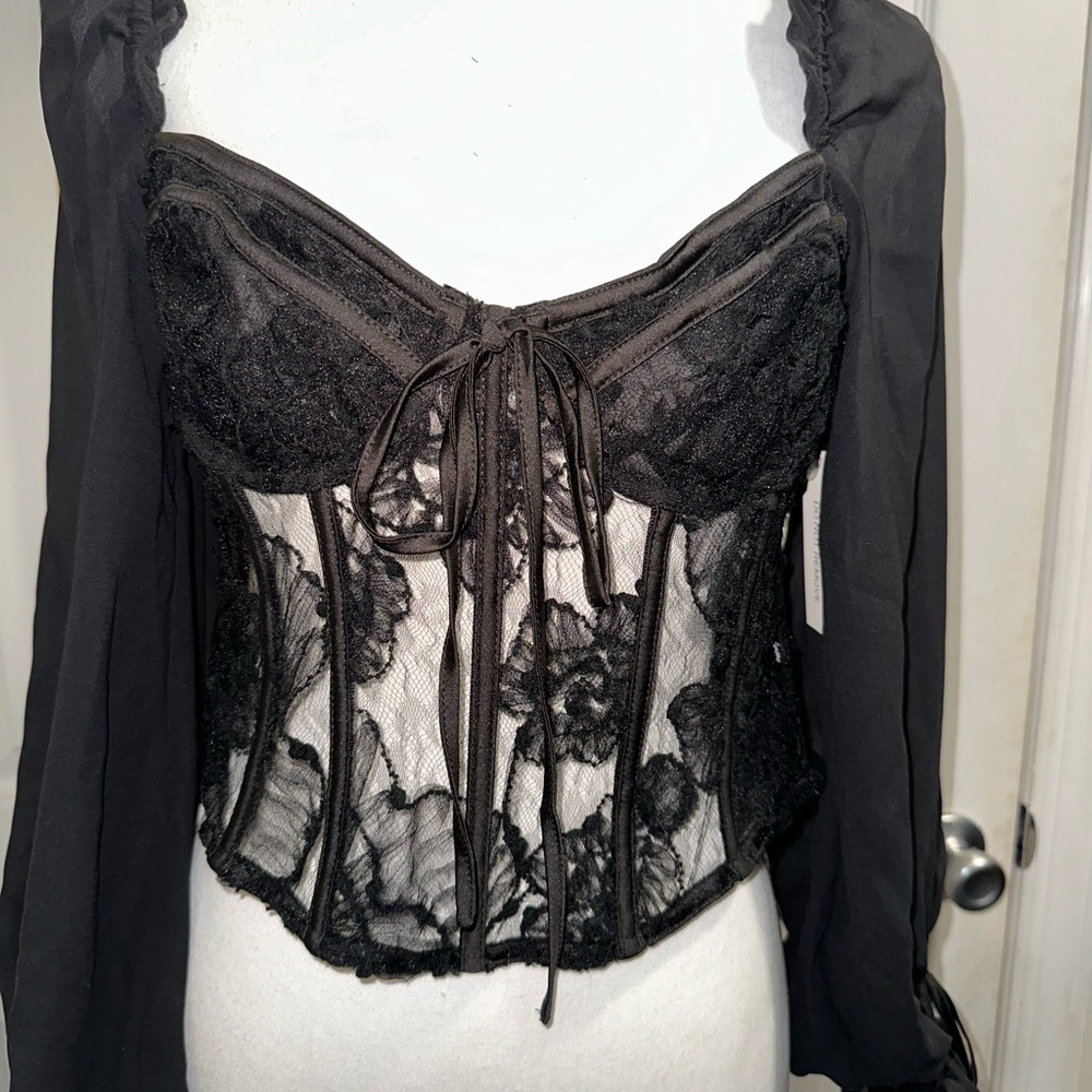 Elegant For love & lemons Black Sade corset Top NWT